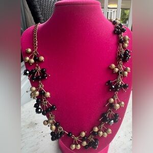 Charming Charlie Black and Gold Cluster Necklace